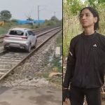 driving car on railway tracks