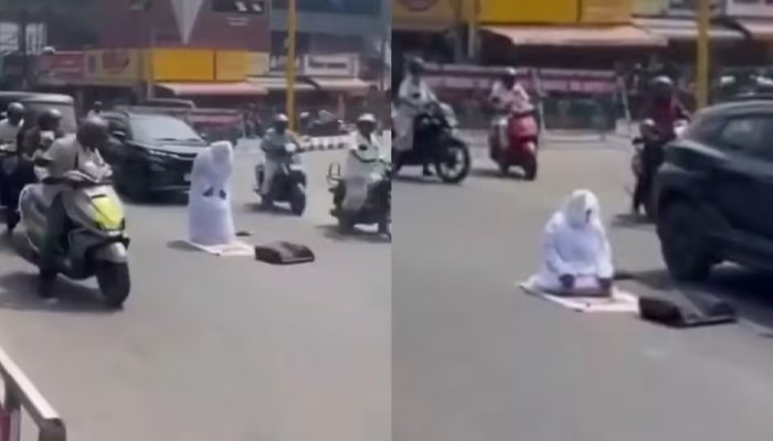 namaz on busy road in kerala